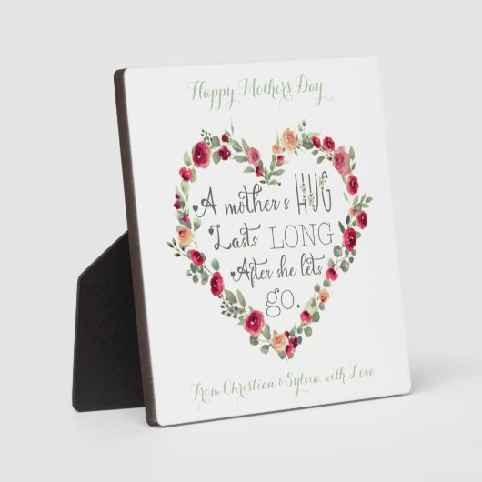 母の日引用文水彩花ハートヴィンテージ フォトプラーク (正面)