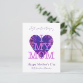 母の日引用文私は私の母の水の色のハートを愛する シーズンポストカード (スタンド正面)