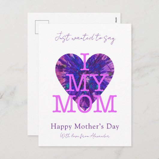 母の日引用文私は私の母の水の色のハートを愛する シーズンポストカード (正面/裏面)