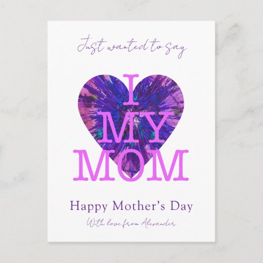 母の日引用文私は私の母の水の色のハートを愛する シーズンポストカード (正面)