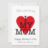 母の日引用文私は私の母の赤いハートを愛する シーズンカード (正面)