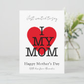 母の日引用文私は私の母の赤いハートを愛する シーズンカード (スタンド正面)