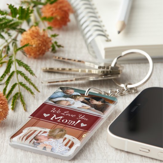 母の日愛する母の4枚の写真 キーホルダー (正面右)
