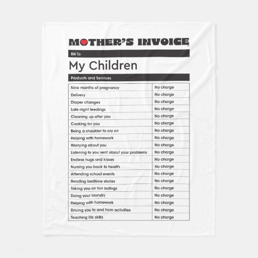 母の日愛インボイス毛布 – 心のこもった贈り物 フリースブランケット (正面)