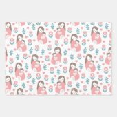 母の日新生児ママ3 ラッピングペーパーシート (正面)