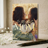 母の日最高のの写真を書き出す母へ 箔グリーティングカード