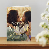 母の日最高のの写真をMum Everに書く 箔グリーティングカード