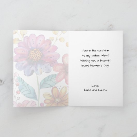 母の日最高の母のおもしろいお洒落フローラ カード (内部)