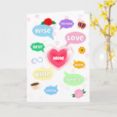 母の日最高の母の言葉雲クイーンクラウンラブ カード (黄色い花)