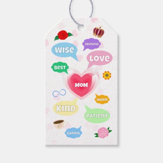 母の日最高の母の言葉雲クイーンクラウンラブ ギフトタグ (正面)