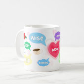 母の日最高の母の言葉雲クイーンクラウンラブ コーヒーマグカップ (正面左)