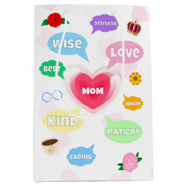 母の日最高の母の言葉雲クイーンクラウンラブ ミディアムペーパーバッグ