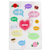 母の日最高の母の言葉雲クイーンクラウンラブ ミディアムペーパーバッグ (裏面)