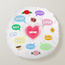 母の日最高の母の言葉雲クイーンクラウンラブ ラウンドクッション
