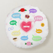 母の日最高の母の言葉雲クイーンクラウンラブ ラウンドクッション (裏面)