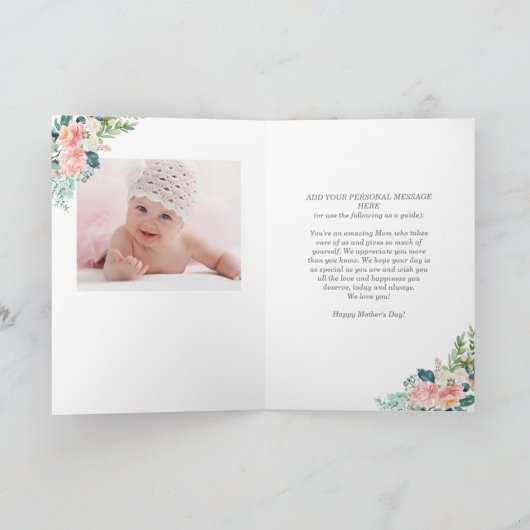 母の日最高の母のEVER写真コラージュフローラ カード (内部)
