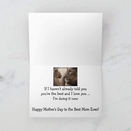 母の日最高の母は常に獅子猫の動物 カード (内部)