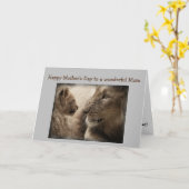 母の日最高の母は常に獅子猫の動物 カード (黄色い花)