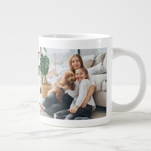 母の日最高の母..二パーソナライズされたつの犬の写真 ジャンボコーヒーマグカップ (右)