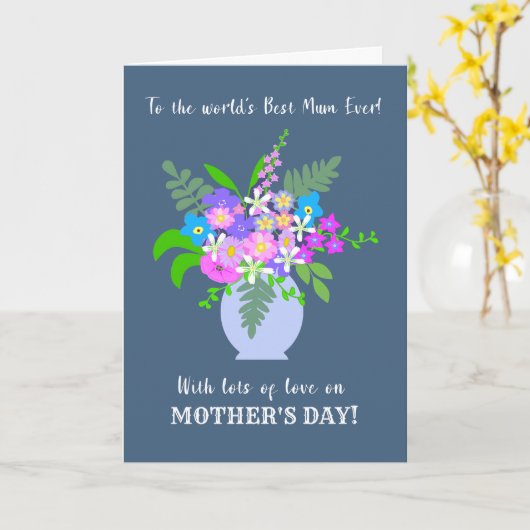 母の日最高の花瓶でお母さん カード (黄色い花)