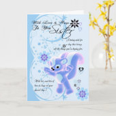 母の日札。妹のために。かわいいスカンク カード (黄色い花)