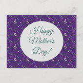 母の日柄の水色の緑の紫 ポストカード (正面)