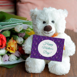 母の日柄の水色の緑の紫 ポストカード