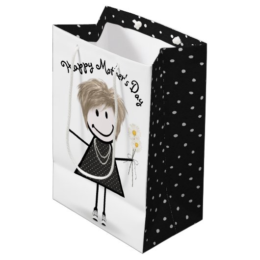 母の日棒の女の子 – デイジー ミディアムペーパーバッグ (正面アングル)