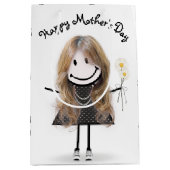 母の日棒の女の子 – デイジー ミディアムペーパーバッグ (正面)