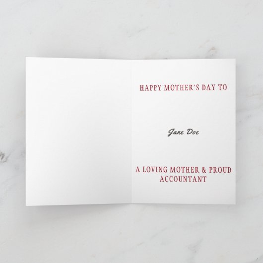 『母の日母の会計士へ』 カード (内部)