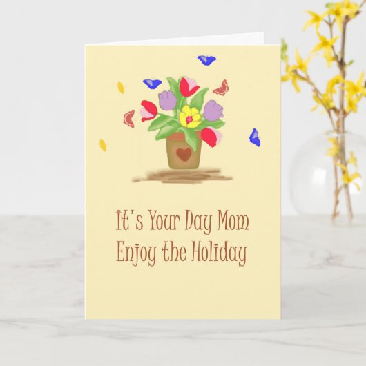 母の日用カード(特別メッセージ付きユーモアのある) カード (黄色い花)