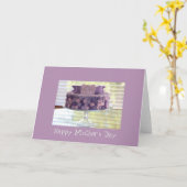 母の日紫のフラワーケーキグリーティングカード カード (黄色い花)