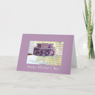 母の日紫のフラワーケーキグリーティングカード カード