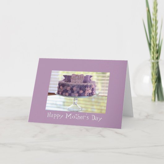 母の日紫のフラワーケーキグリーティングカード カード (正面)