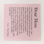 母の日親愛母の手紙ピンクタイポグラフィ ジグソーパズル (横)