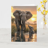 母の日象とベビー カード (黄色い花)