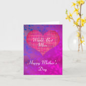 母の日赤いハート折りグリーティングカード カード (黄色い花)