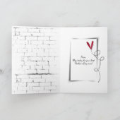 母の日赤いポピーがレンガに カード (内部)