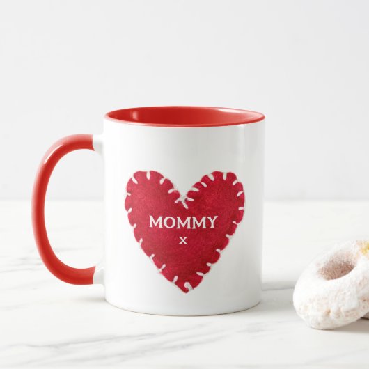 母の日赤感じハート赤取扱 マグカップ (ドーナツ)