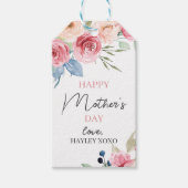母の日赤面ピンクフローラ緑の恵み ギフトタグ (正面)