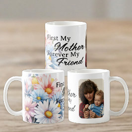 母の日1枚の写真のガーベラの花 白 コーヒーマグカップ