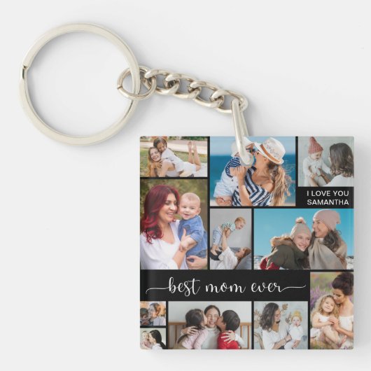 母の日11写真コラージュ最高のマー キーホルダー (正面)
