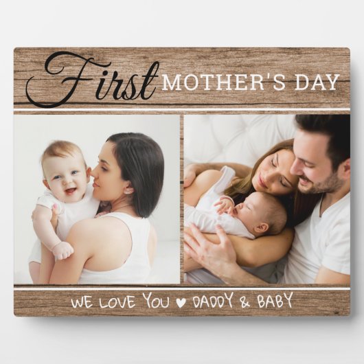 母の日2フォトコラージュ素朴ウッド フォトプラーク (正面)