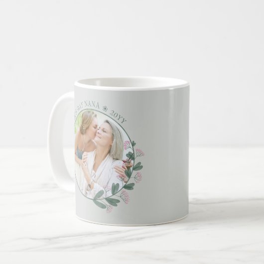 母の日2フォトピンク野花写真枠 コーヒーマグカップ (正面左)