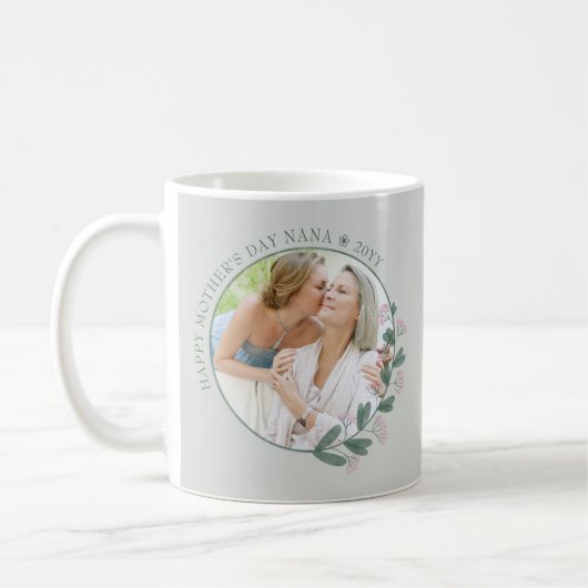 母の日2フォトピンク野花写真枠 コーヒーマグカップ (左)