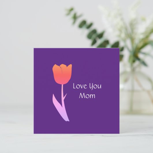 母の日2022年文字カカスタムワイトパープルフローラ カード (スタンド正面)