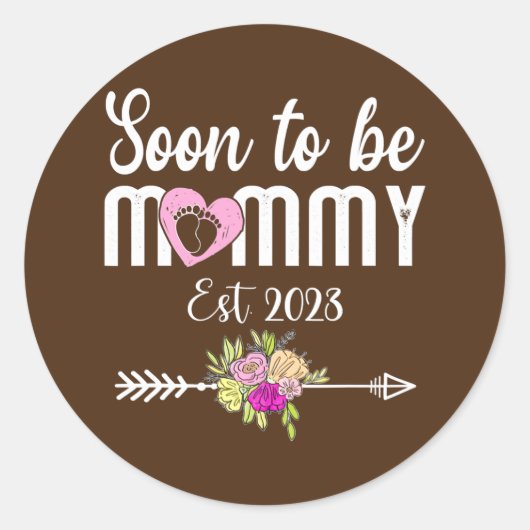 母の日2022 Soon to be Mommy 2023 ラウンドシール (正面)