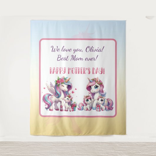 母の日2ndユニコーンをテーマにした タペストリー (正面)