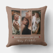 母の日3つのフォトコラージュMocha Brown クッション (裏面)