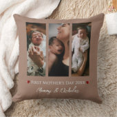母の日3つのフォトコラージュMocha Brown クッション (ブランケット)